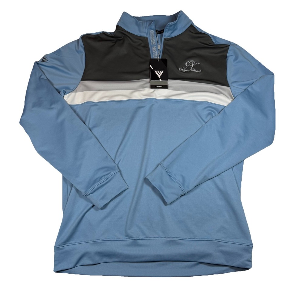 Levelwear Osage National Golf Quarter‎ Zip Men's Medium Blue Gray White NWT